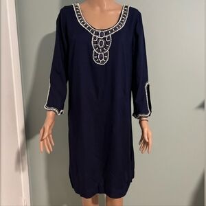 Lilly Pulitzer Navy Sarah Beaded Tunic Dress medium Excellent